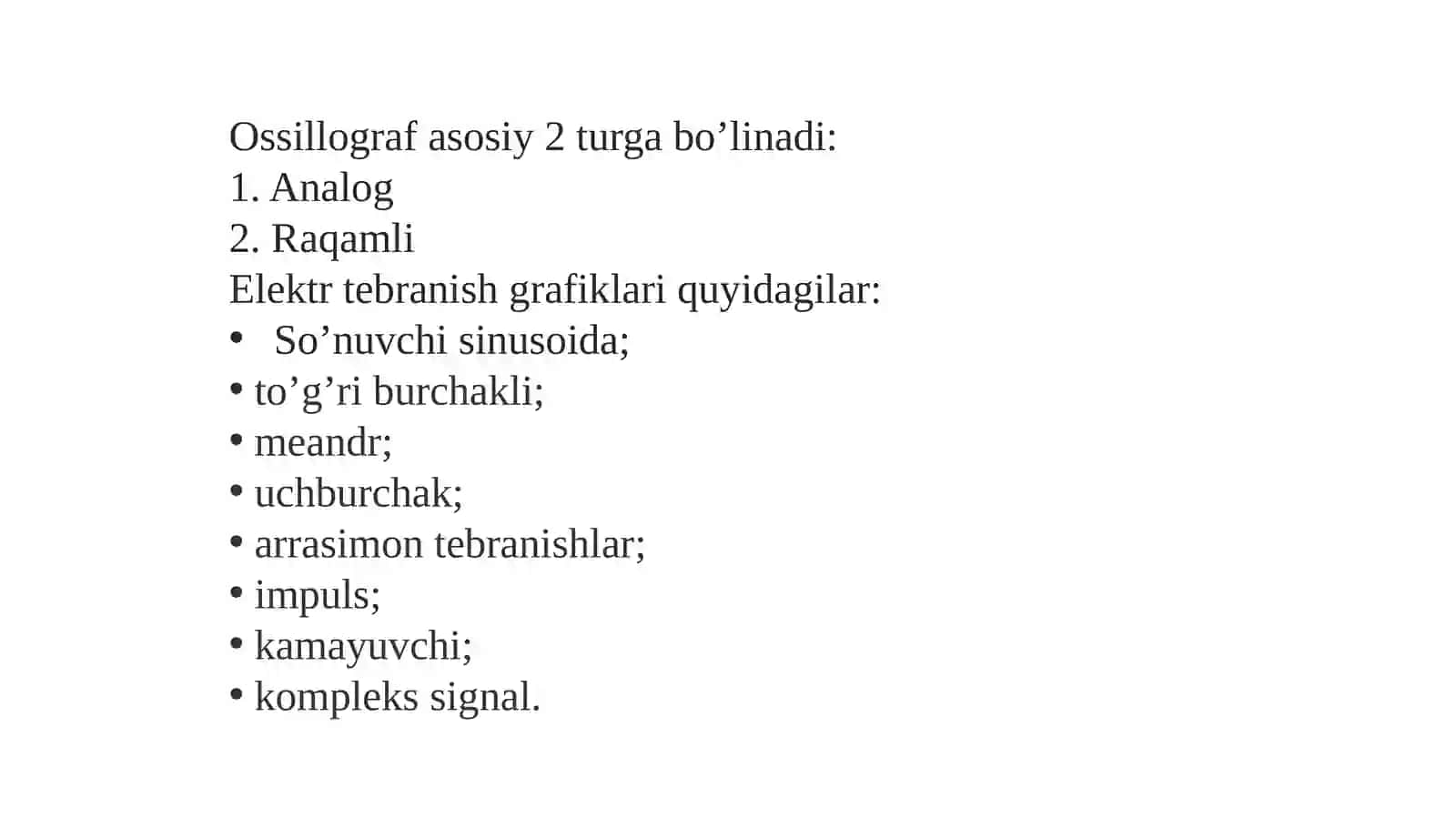 Ossillografning ishlash asosini va parametrlarini o’rganish, ossillografni elektr o’lchashlarda qo’llash 4
