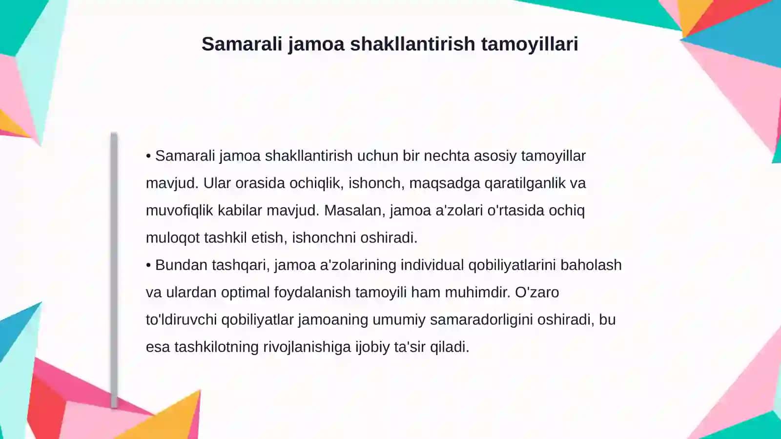 Tashkilotlarda samarali jamoa (team)ni shakllantirish 4