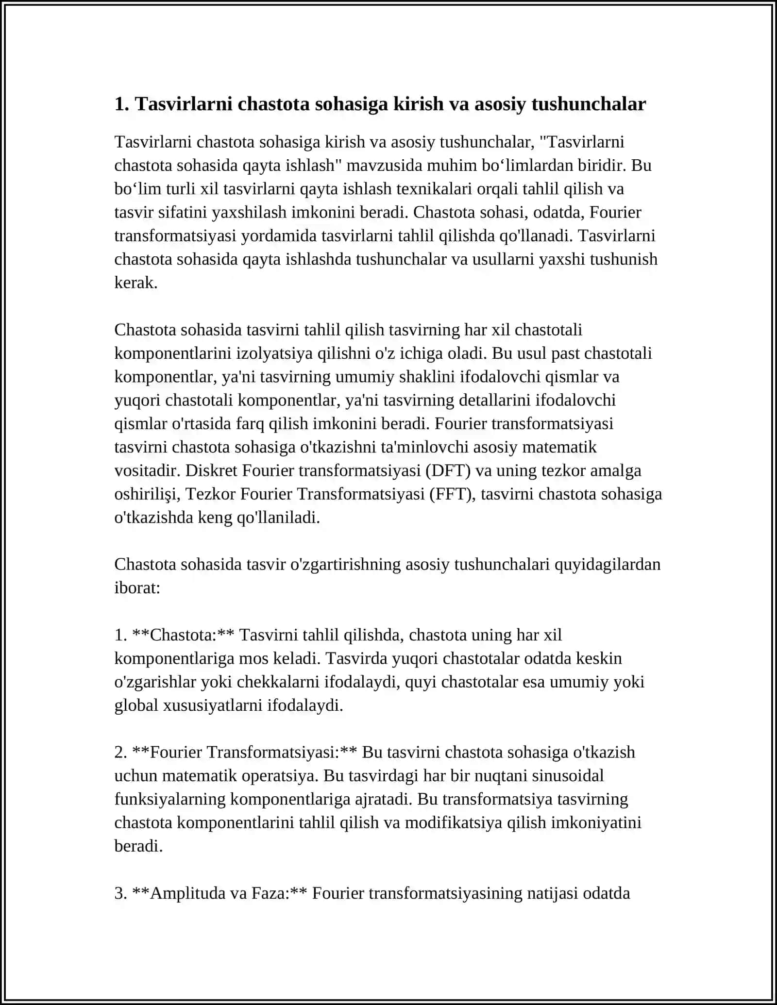 TASVIRLARNI CHASTOTA SOHASIDA QAYTA ISHLASH 4
