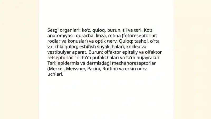 Sezgilar haqida umumiy tushuncha va uning nerv fiziologik asoslari 4