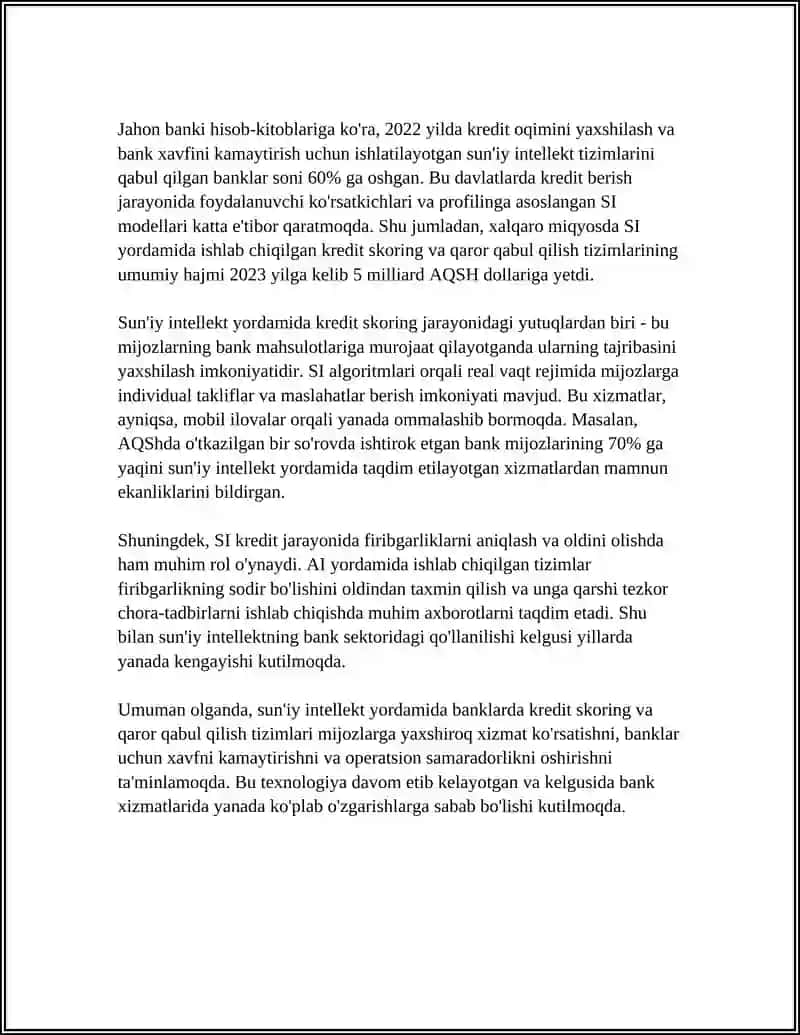 SUNIY INTELLEKTNI IQTISODIYOTTA QOLLASH 4