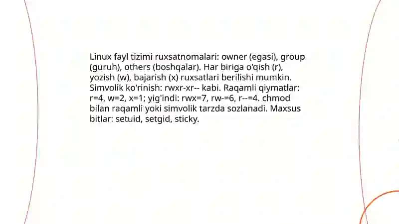 Operatsion tizimlarda foydalanuvchilar va guruhlar uchun foydalanish huquqlarini sozlash 4