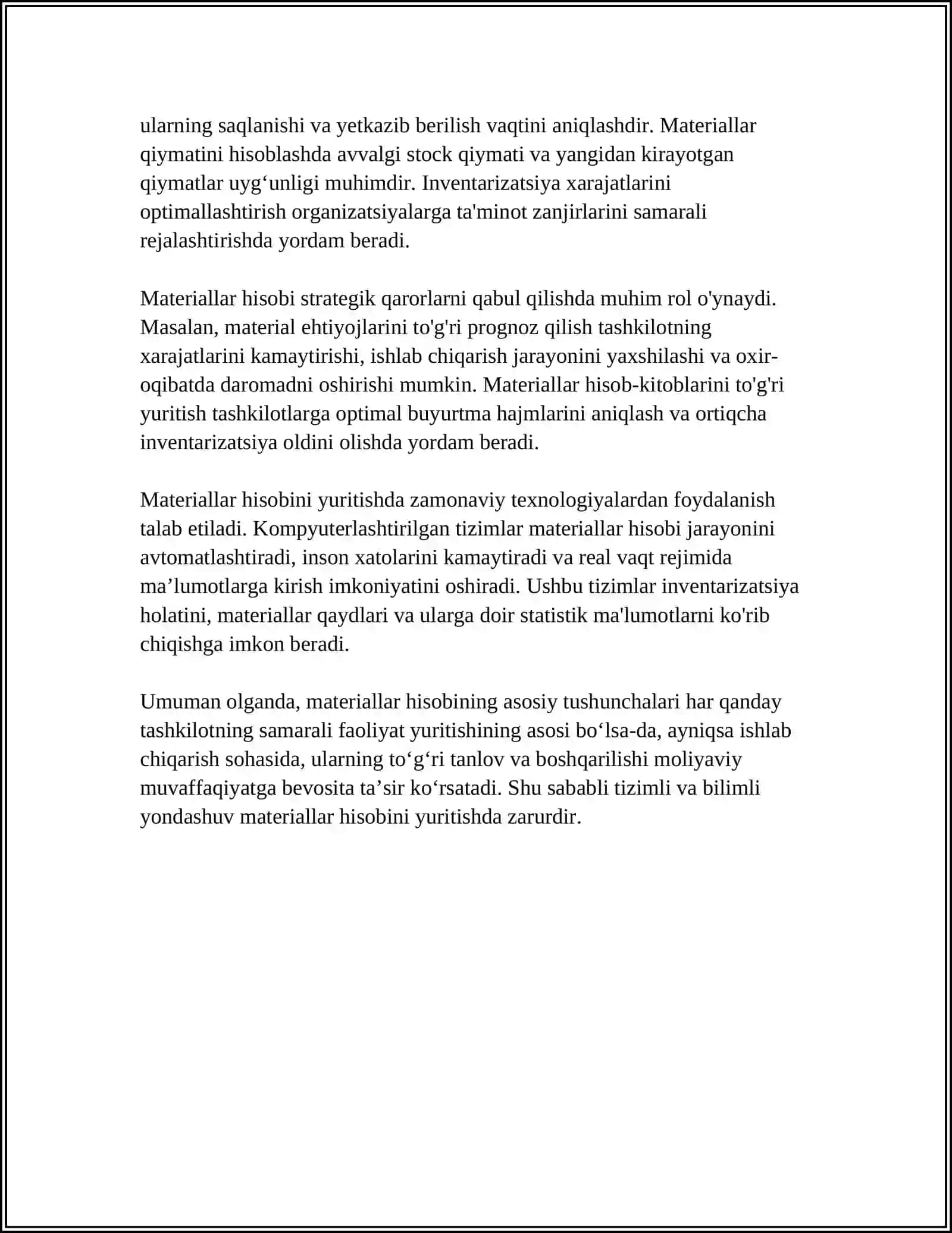 TANNARH ELEMENTLARINING HISOBI MATERALLAR HISOBI 4
