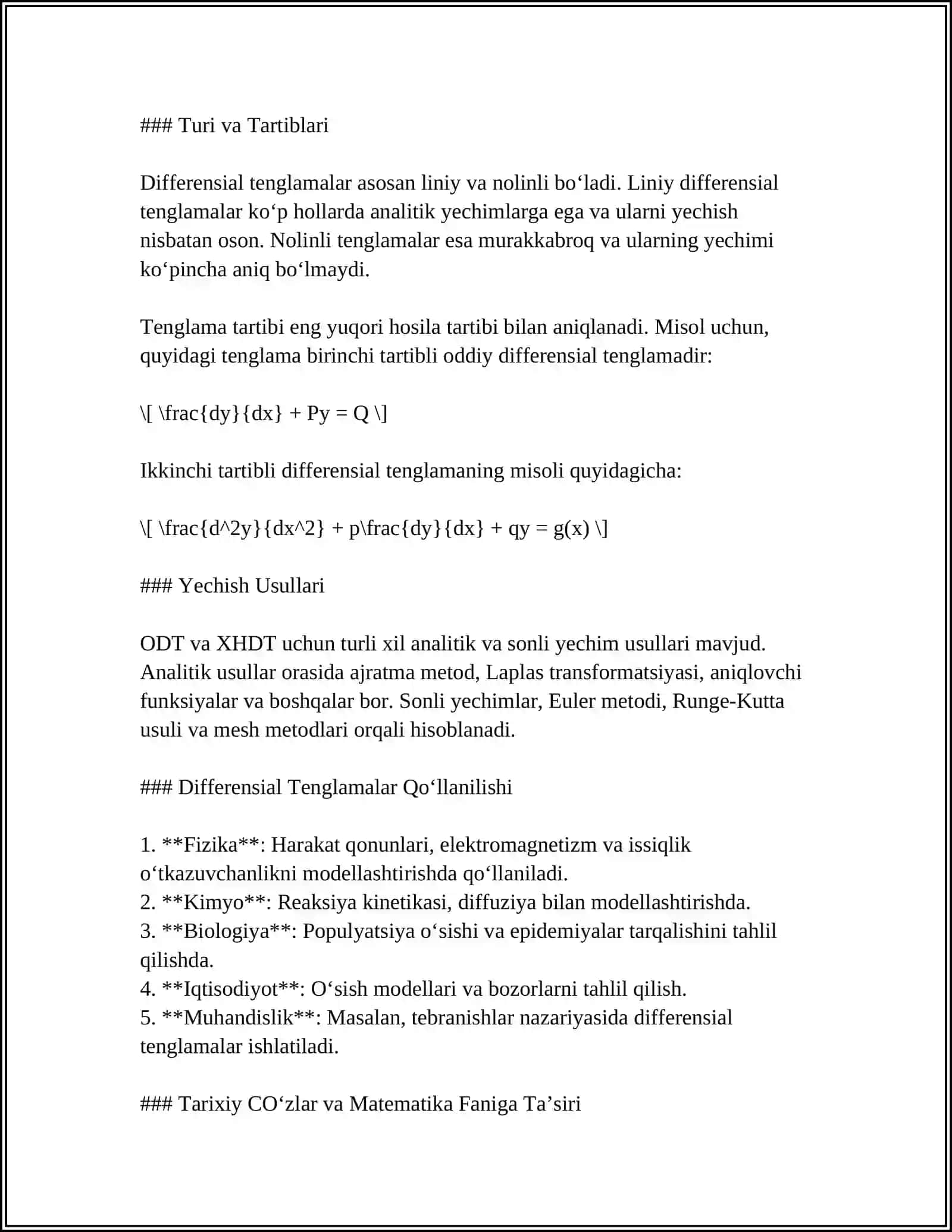 DIFFERENSIAL TENGLAMALAR NAZARYASI 4