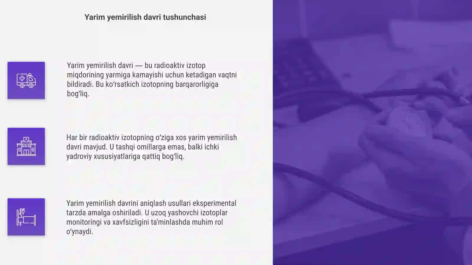 Uzoq yashovchi radioaktiv izotopining yarim yemirilish davrini aniqlash 4
