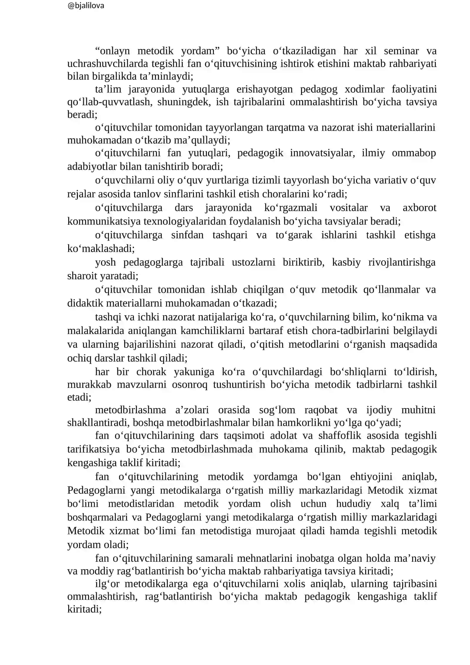 Umumiy o‘rta ta’lim maktabining Metodbirlashmalari to‘g‘risidagi NIZOM 4