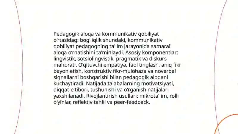 Kommunikativ qobiliyat – pedagogik aloqa 4