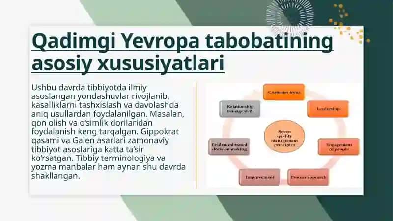 Qadimgi Yevropa va Osiyo tabobatining usullari, o'xshashligi va farqlari. Tibbiy terminologiyada maqol va matnlarning ahamiyati 4