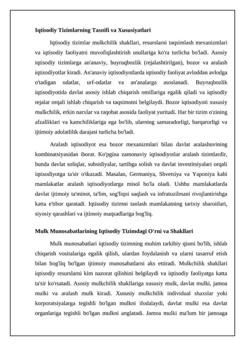Iqtisodiy tizimlar va mulkchilik munosabatlari 4