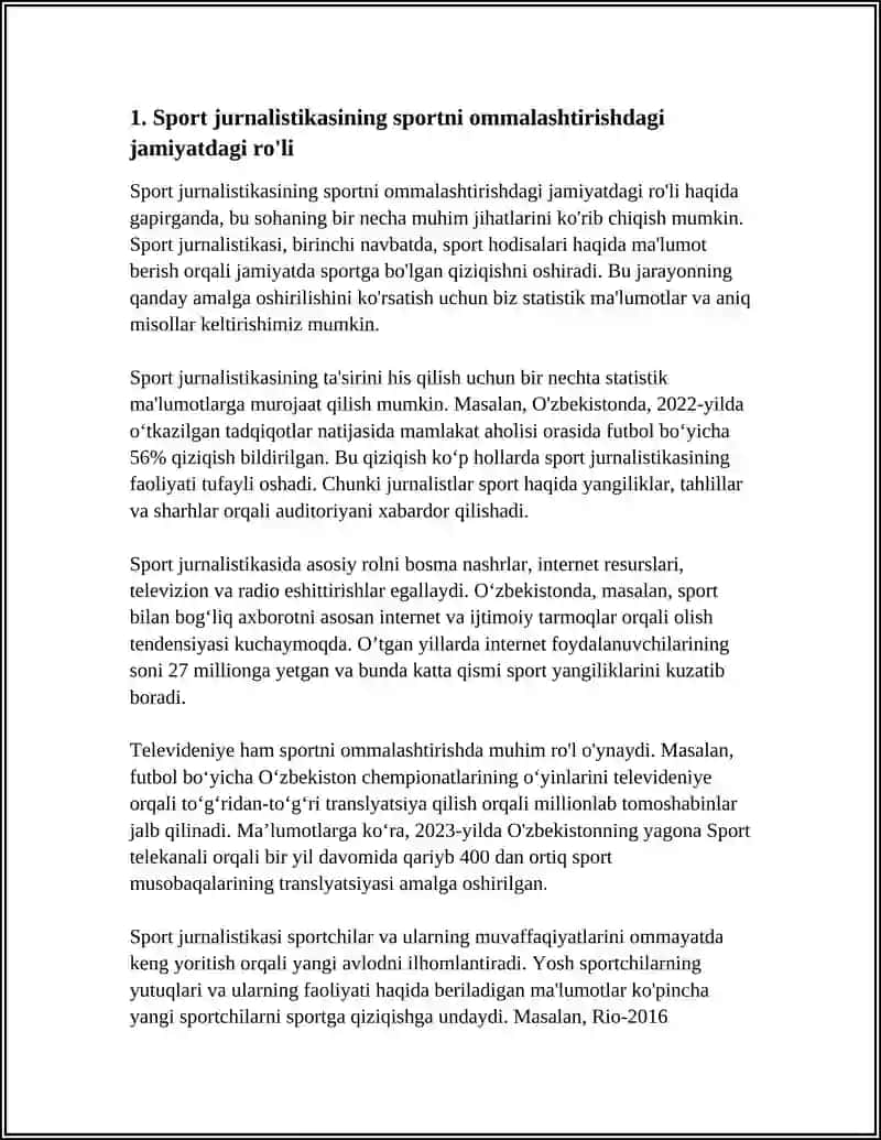 SPORT JURNALISTIKASI VA MEDIA: SPORTNI OMMALASHTIRISHDAGI RO'LI 4