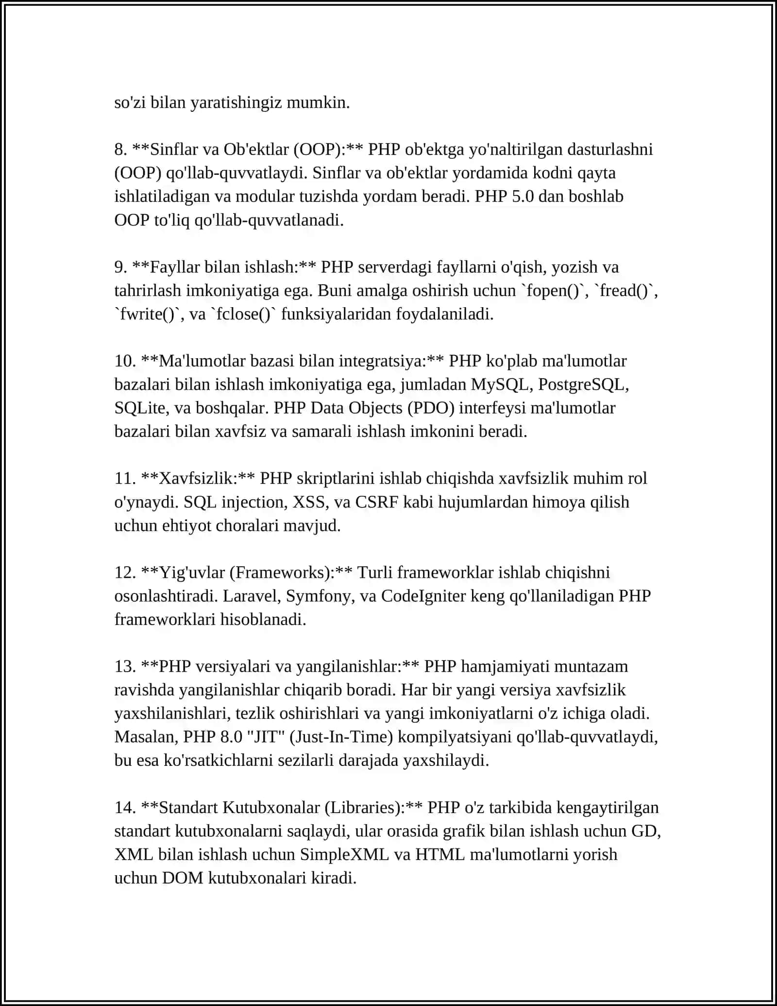 PHP VEB DASTURLASH TILIDA DARSLAR YARATISH 4