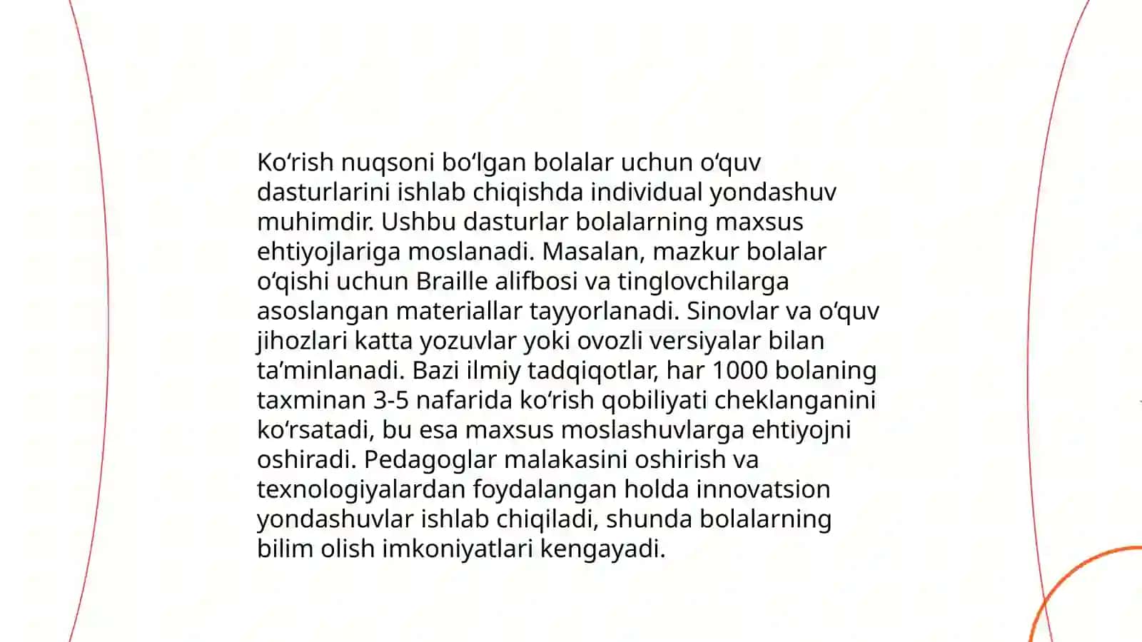 Ko'rishda nuqsoni bo'lgan bolalarda tarbiyaviy faoliyatni tashkil etish asoslari 4