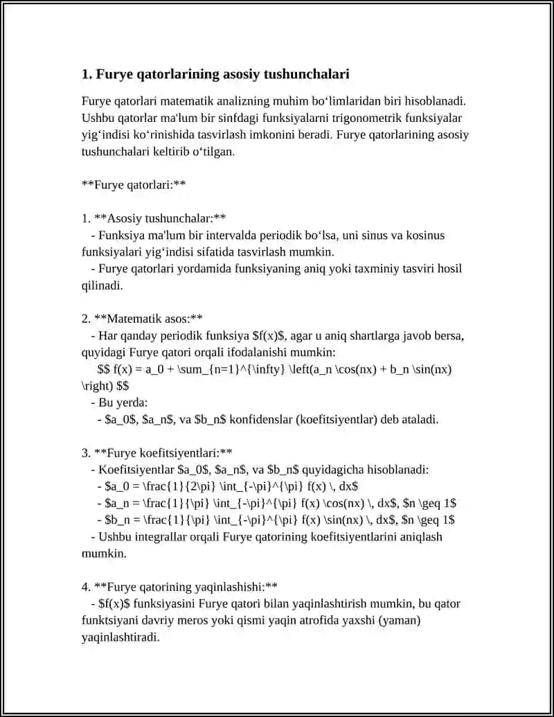 DIFFERENSIAL TENGLAMALARNI YECHISHDA FURYE QATORLARINI QOʻLLANILISHI 4