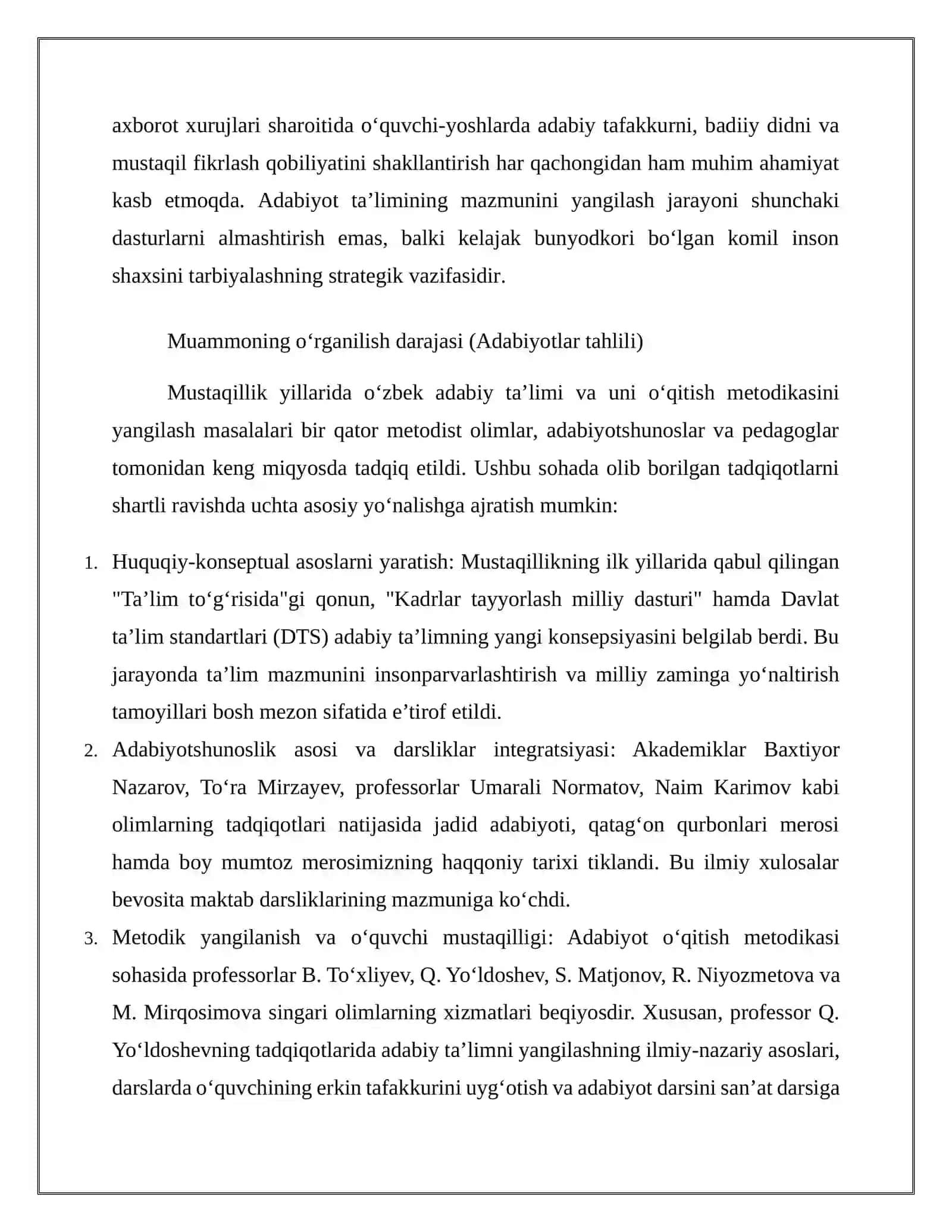 Egamanlik (mustaqillik) davrida o‘rta maktab adabiy ta’limi mazmunining yangilanish 4