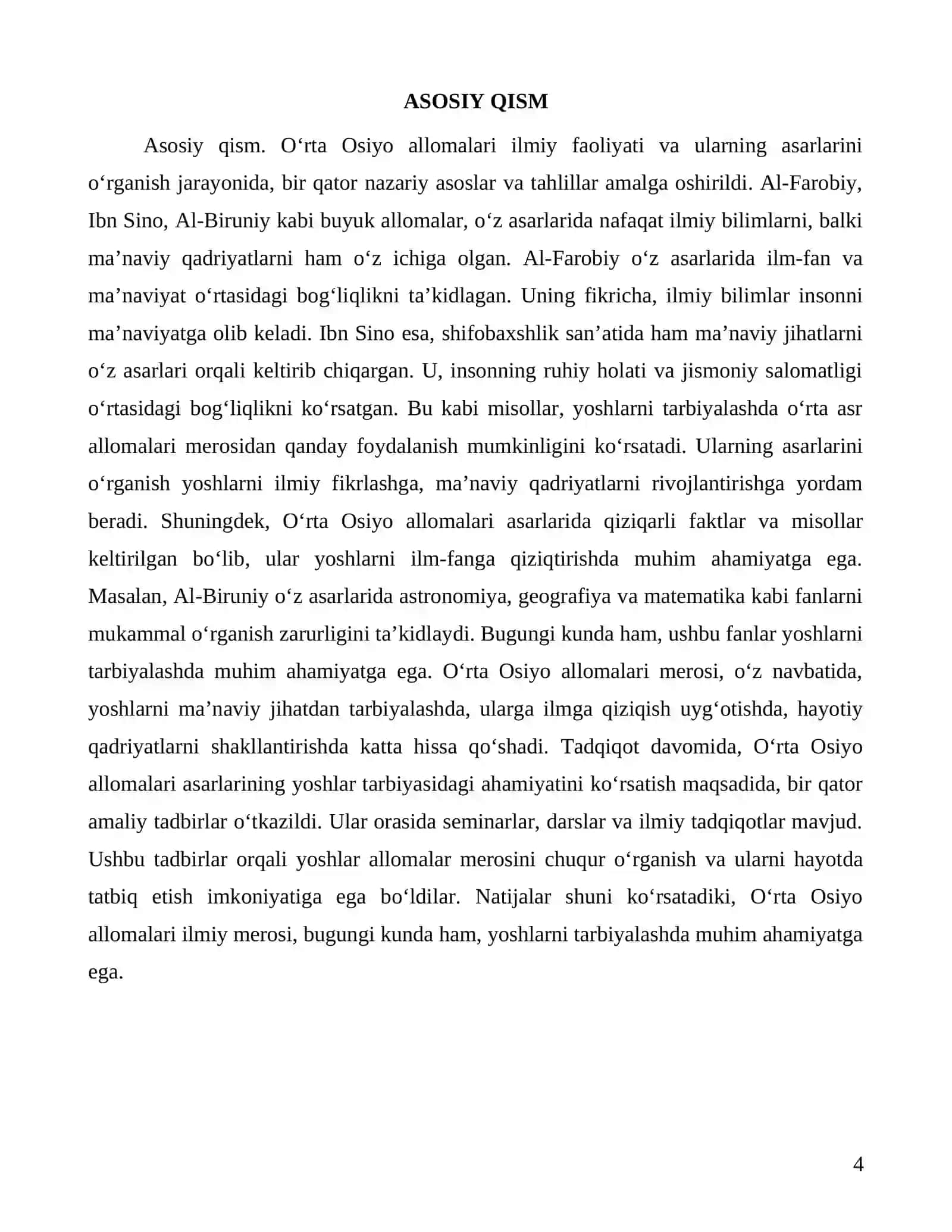 Oʻrta Osiyo allomalari ilmiy merosi va yoshlar tarbiyasi 4