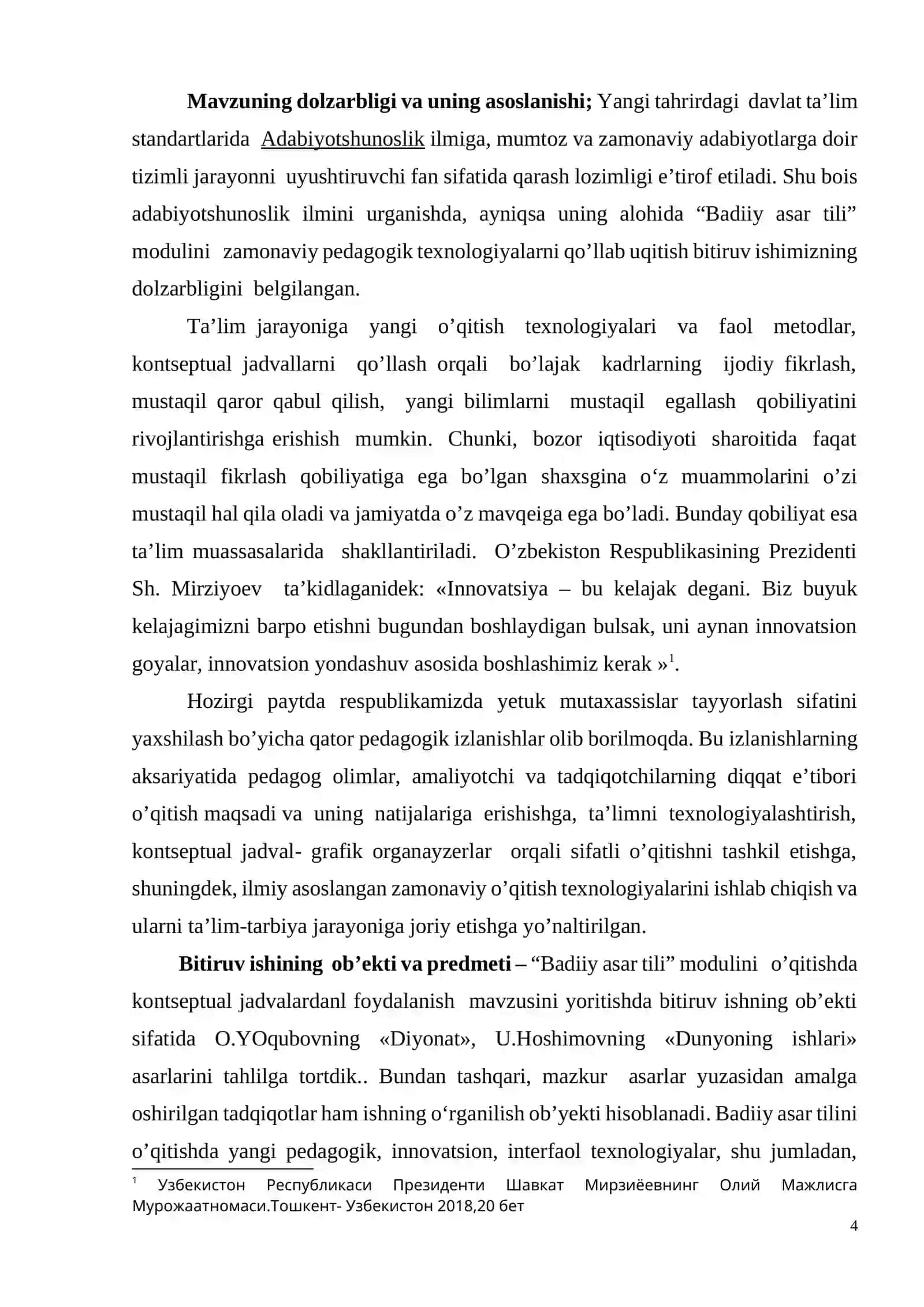 Konseptual jadval asosida “Badiiy asar tili” modulini urganish 4