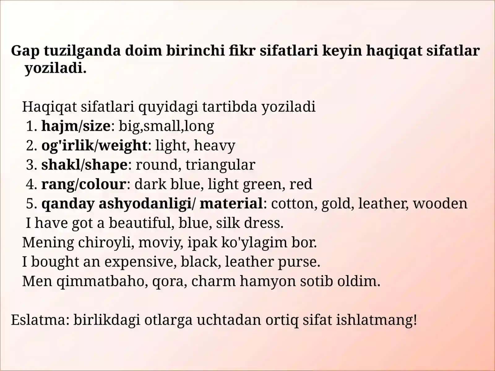 Ingliz tili fanidan tayyorlagan slayd 4