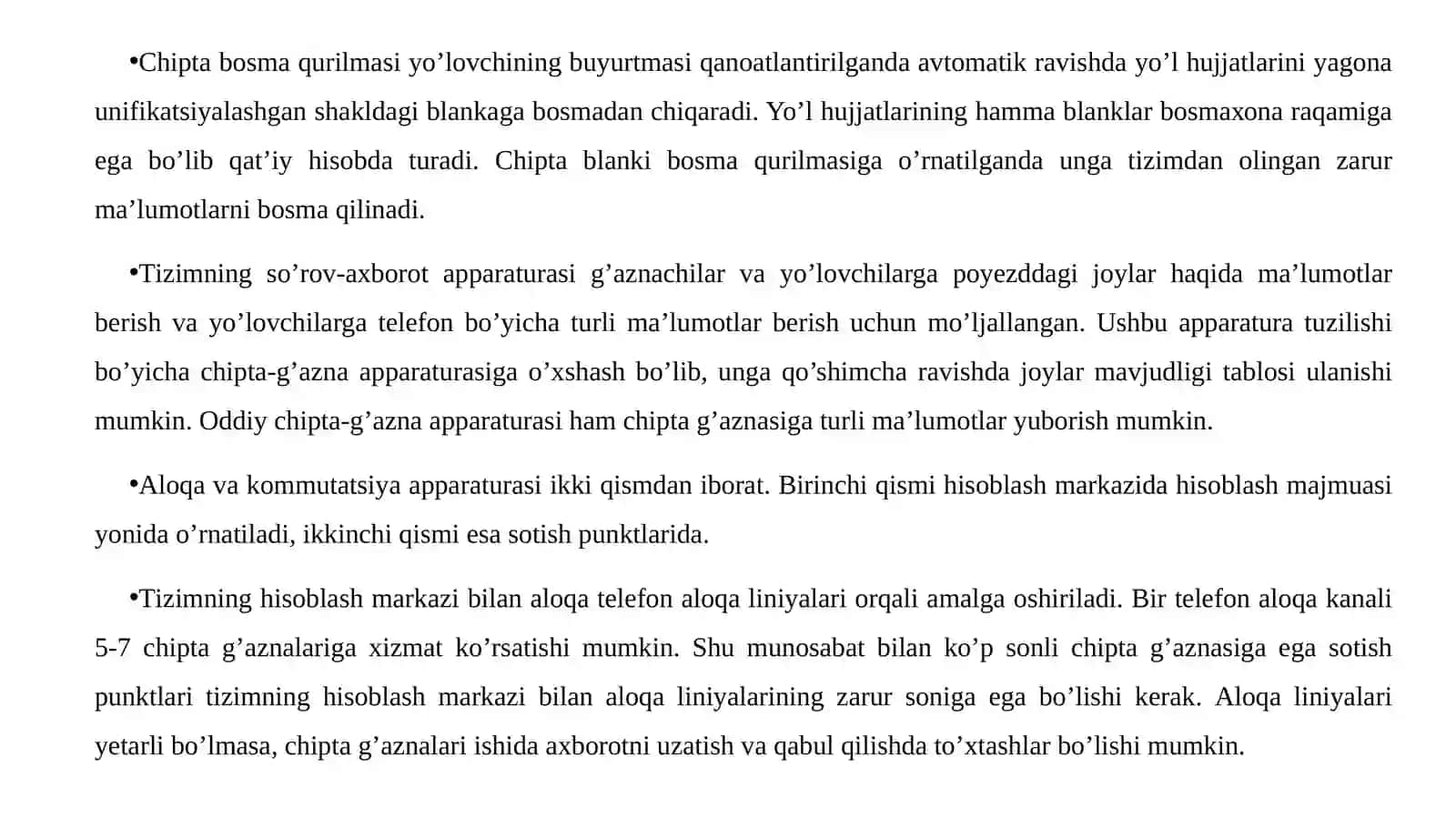 YO‘LOVCHI VAGONLAR PARKINI AVTOMATLASHTIRILGAN BOSHQARISH NIMTIZIMI 4