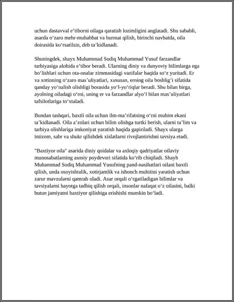 "Baxtiyor Oila" asarida oilaning Islomiy-ta'limiy asoslari 4