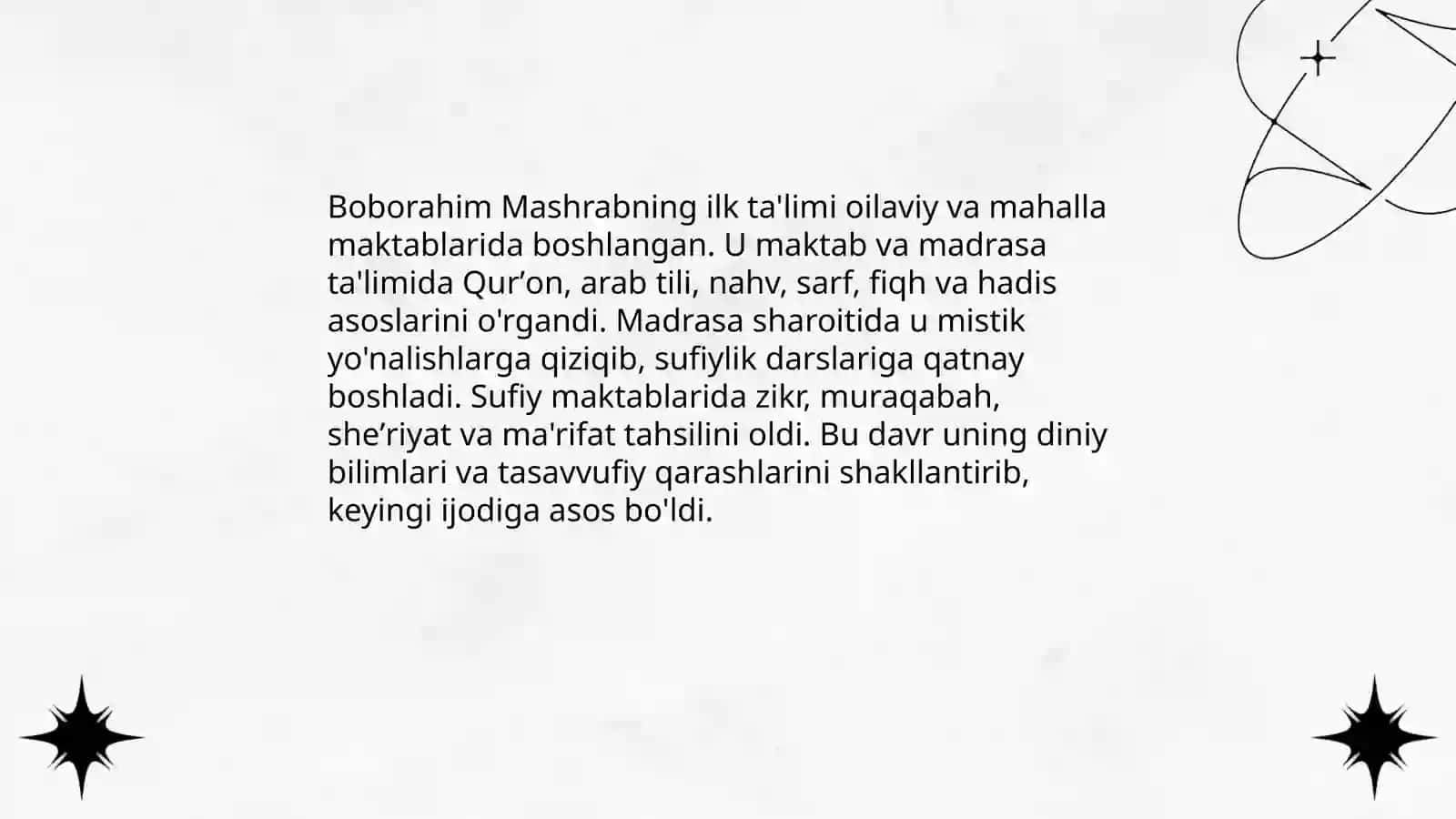 Boborahim Mashrab hayoti va ijodi 4
