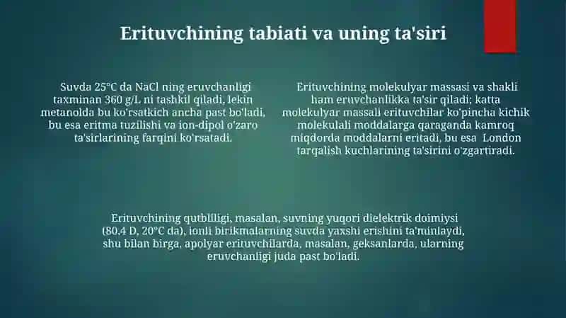Organik erituvchilarda 4
