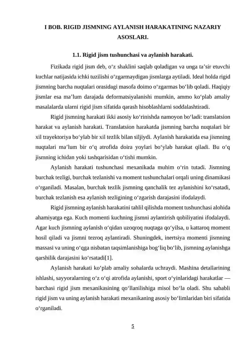 RIGID JISMNING AYLANISHI VA UNING ENERGETIK TAHLILI 4