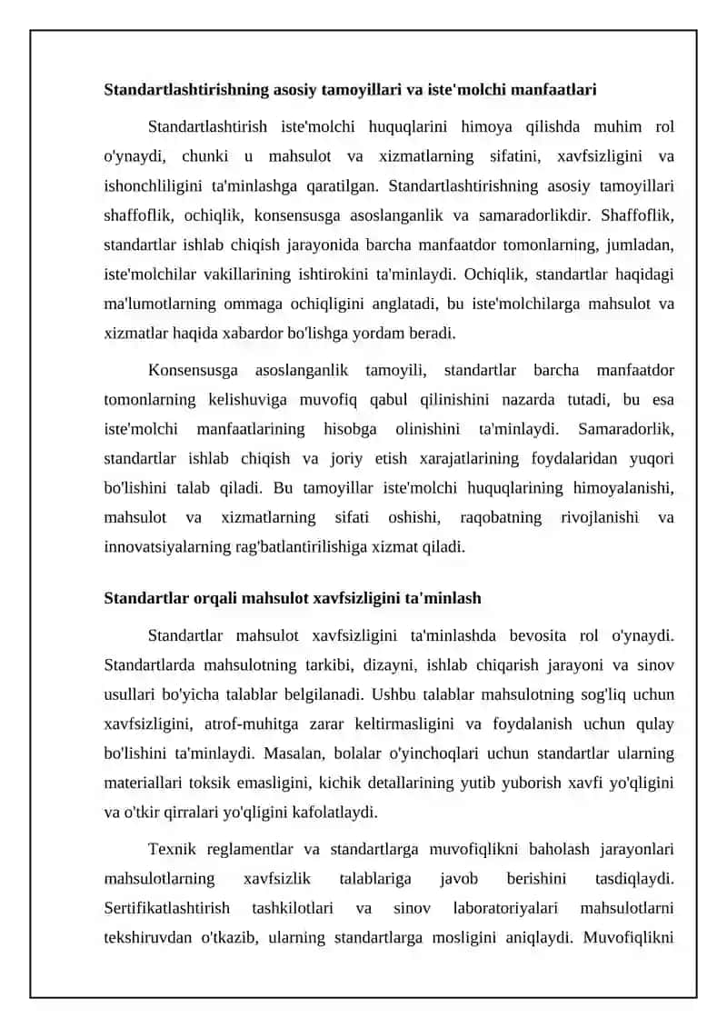 Standartlashtirishning iste'molchi huquqlarini himoya qilishdagi roli 4