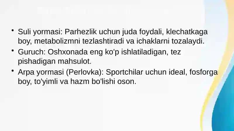 Yorma mahsulotlar va ularning turlari 4