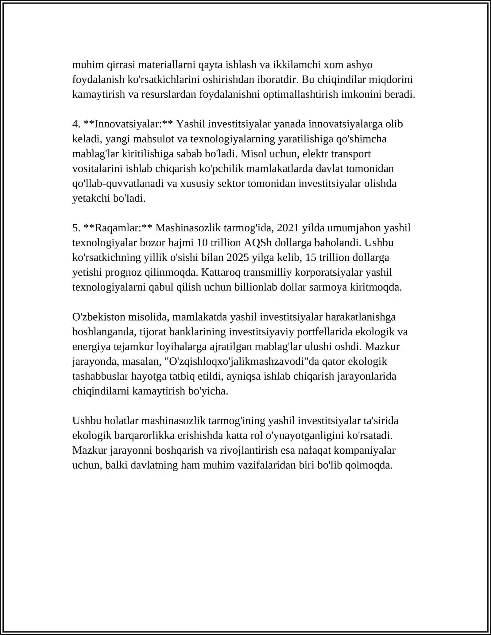 MASHINASOZLIK TARMOG'IDA YASHIL INVESTITSIYALARNING O'RNI 4