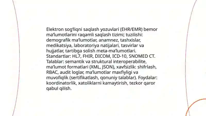 Raqamli tibbiyot. Tibbiy masalalarni yechishda axborot texnologiyalari: asosiy tushunchalar va tamoyillar 4