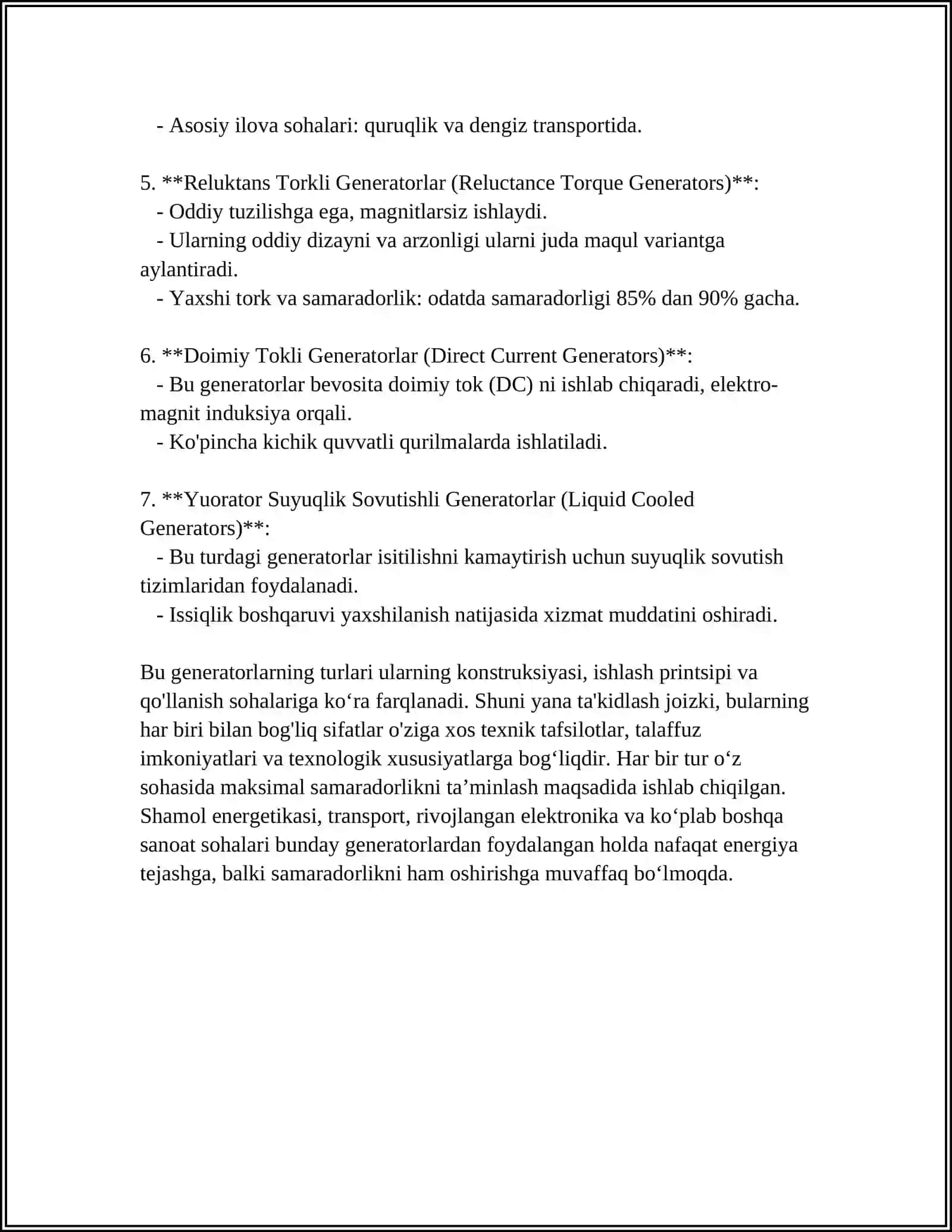 Kontaksiz (Cho'tkasiz) O'zgaruvchan TOK Generatorlarning Turlari, Tuzilishi, Ishlash Prinsi 4