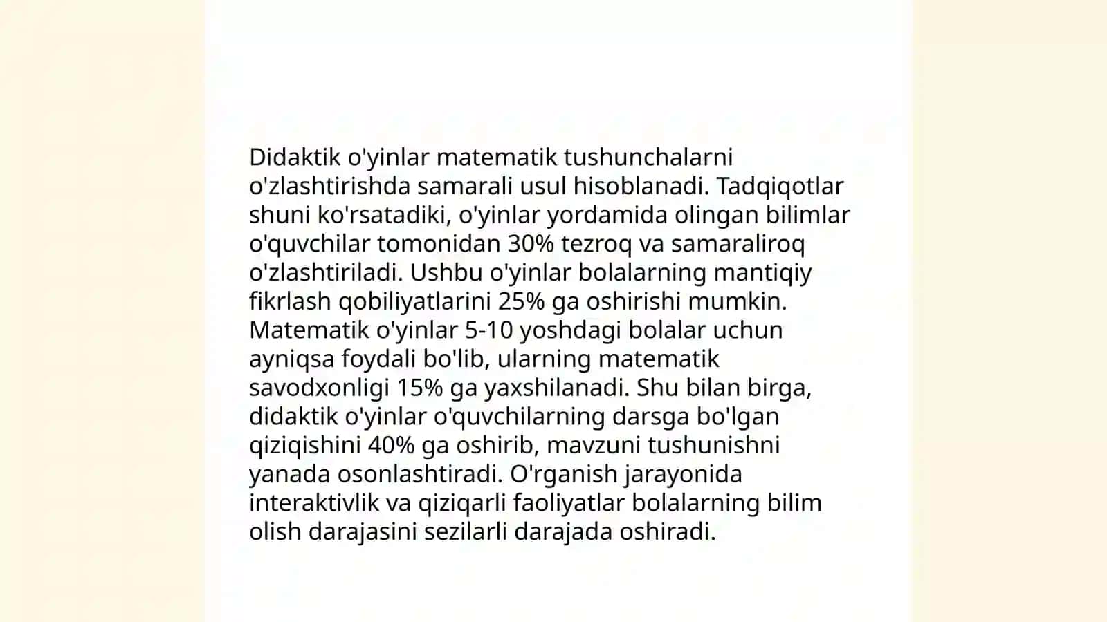 Matematik bilim berishda didaktik o‘yinlar tayyorlash 4