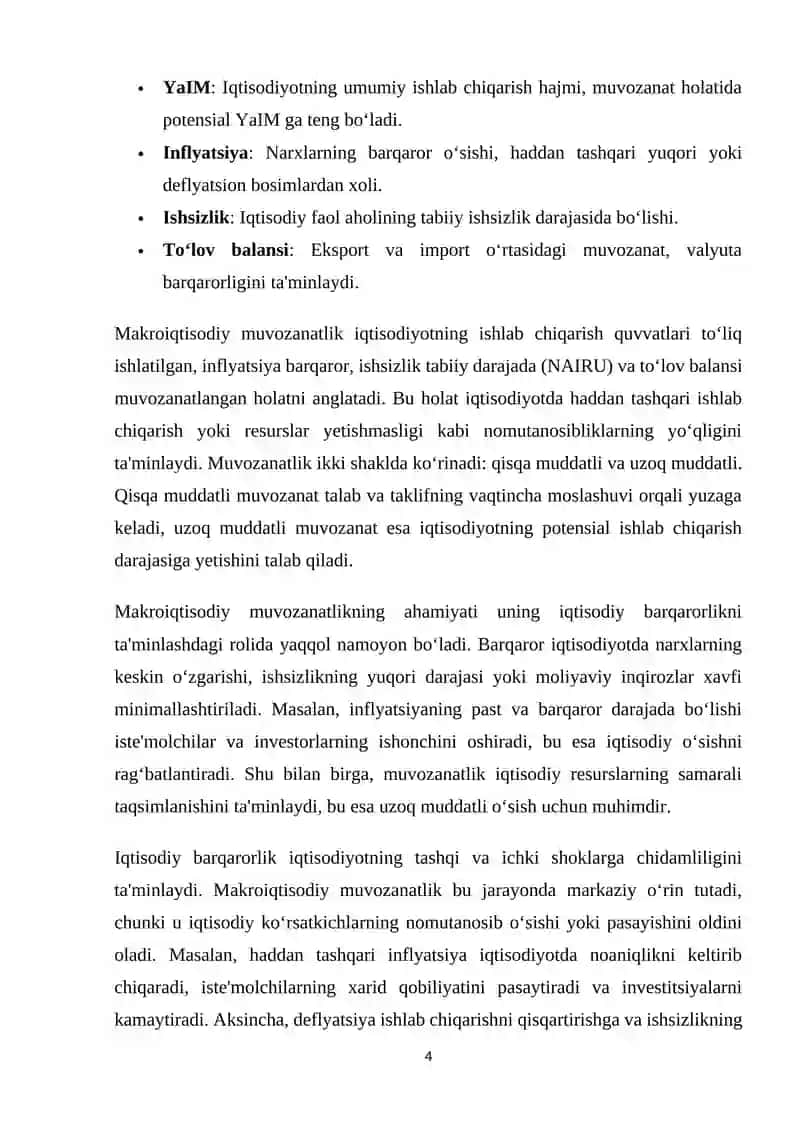 Makroiqtisodiy muvozanatlik va unga erishishning bozor iqtisodiyotidagi shart sharoitlari 4