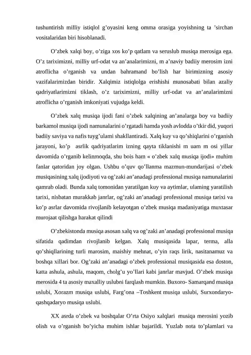 Surxondaryo, Qashqadaryo musiqa uslublarini o’rganishda innovatsion texnologiyalar kurs ishi 4