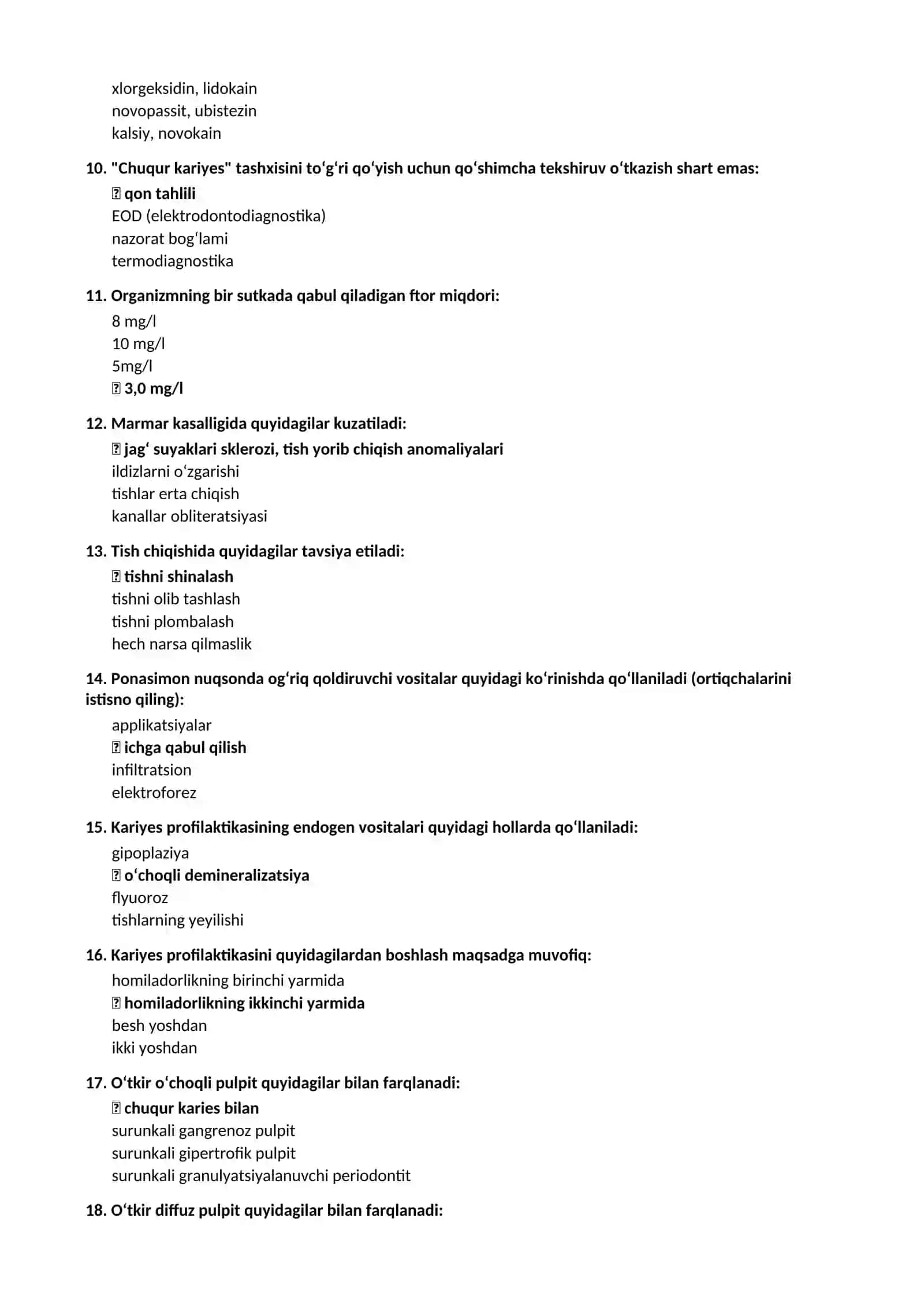 TERAPEVTIK STOMATOLOGIYA ATTESTATSIYA VA NOSTRIFIKATSIYA TEST BAZASI 4
