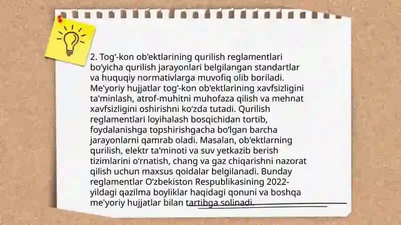 Togʻ-kon sohasida qoʻllaniladigan asosiy reglamentlar tahlili 4