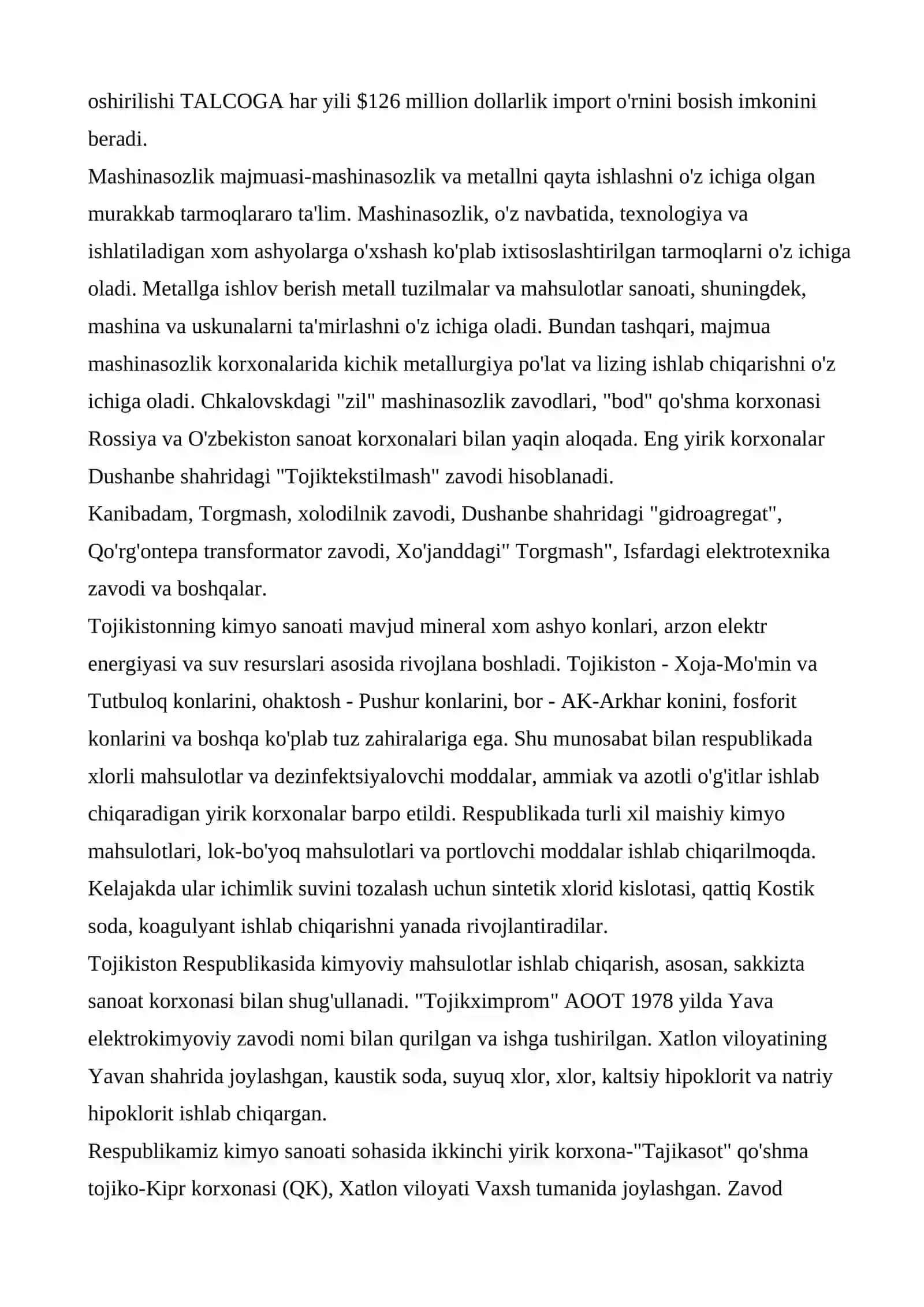 Tojikiston Respublikasi og'ir sanoat geografiyasi rejasi 4