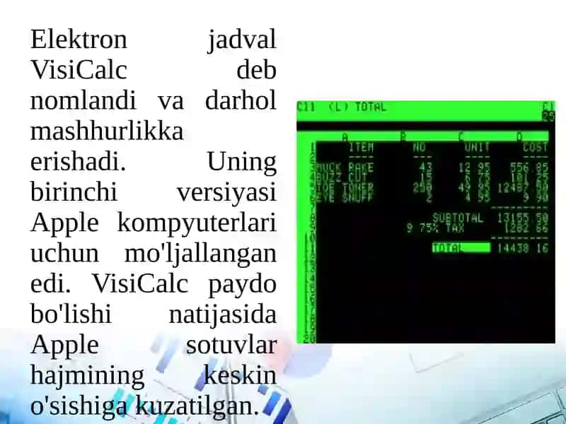JADVAL REDAKTORLARIDAN IQTISODIY MASALALARNI YECHISHDA FOYDALANISH 4
