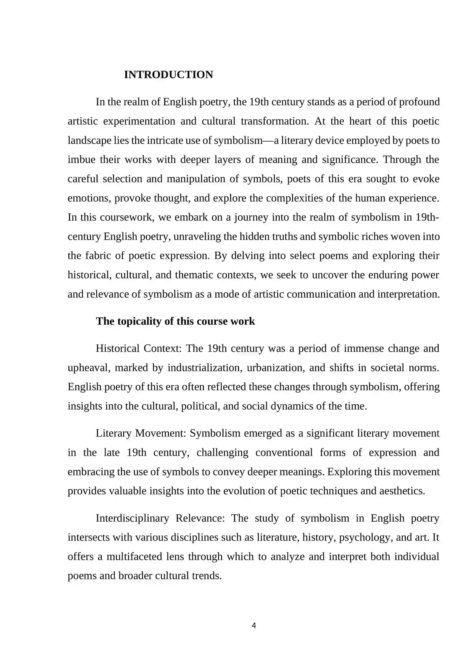 THEME: “SYMBOLISM IN ENGLISH POETRY FROM THE 19TH CENTURY” 4