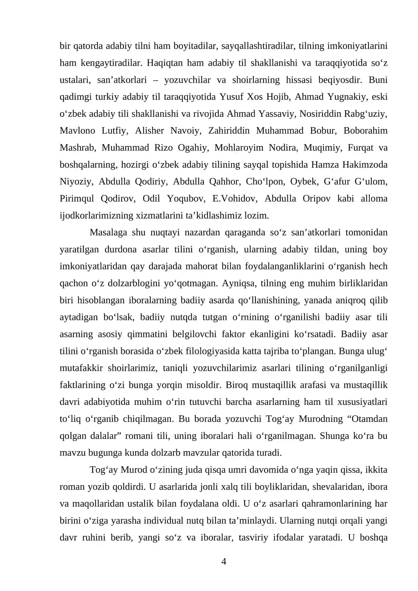 Tog‘ay Murodning “Otamdan qolgan dalalar” romani frazeologizmlarining leksiksemantik xususiyatlar 4
