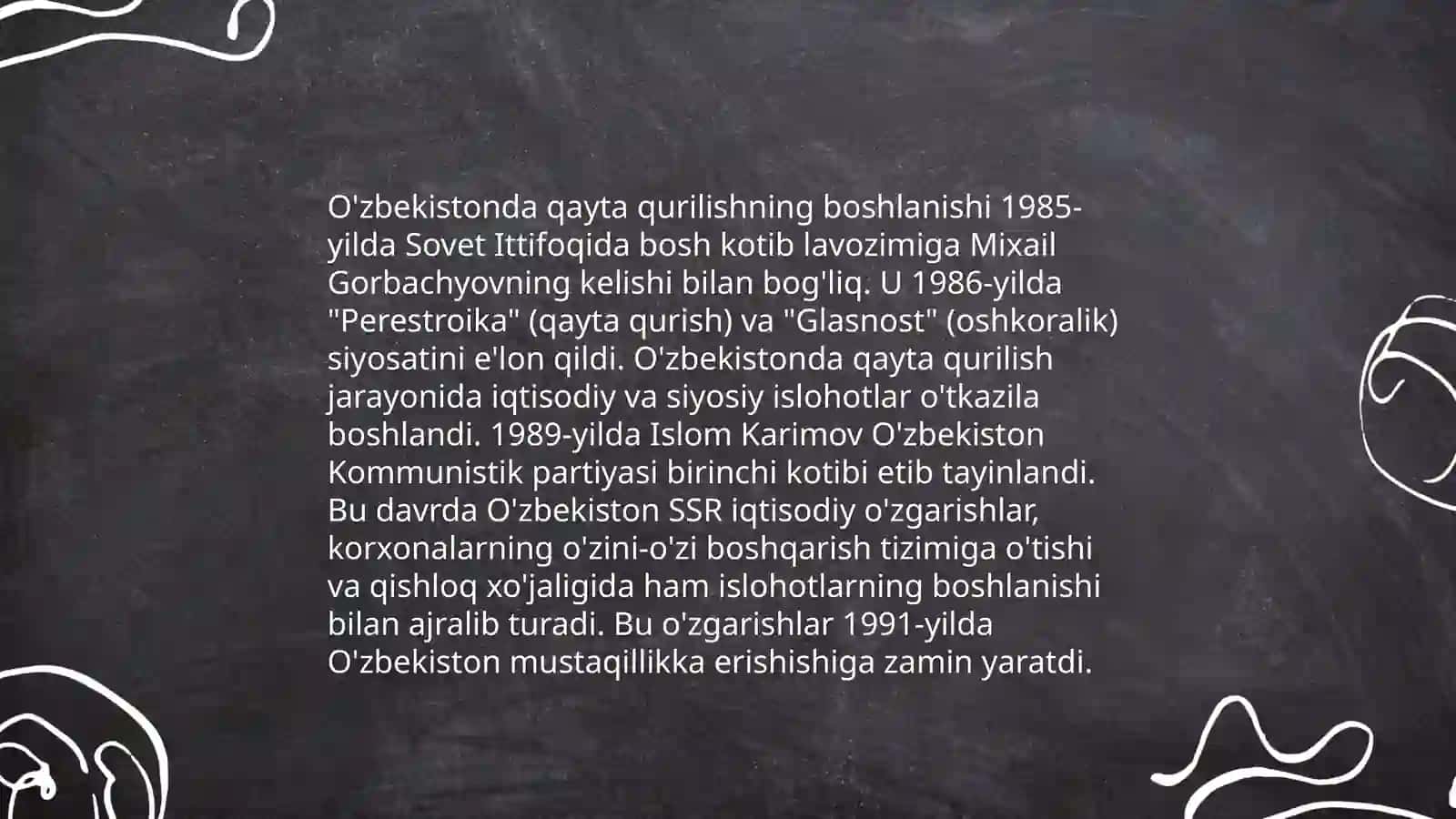 Qayta qurilish yillarida O'zbekistondagi ijtimoiy-siyosiy vaziyat 4