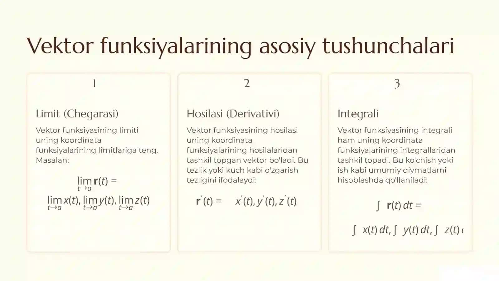 Vektor funksiyalarining injinerik sohasidagi tabiqlari 4