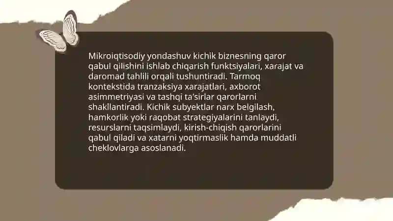 Tarmoq faoliyatida kichik biznes subyektlarining xatti-harakati va tarmoq taklifini aniqlashning nazariy-uslubiy asoslari 4