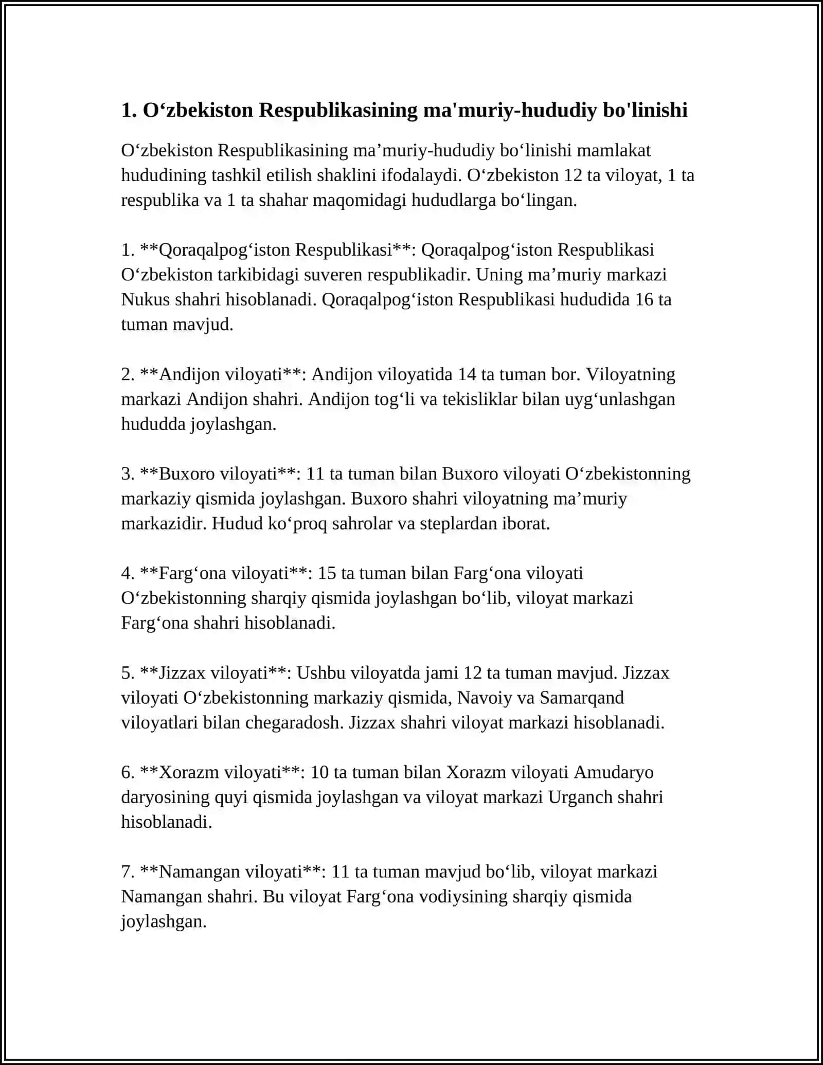 FARG‘ONA DAVLAT UNIVERSITETI IQTISODIYOT KAFEDRASI MUSTAQIL ISH 4