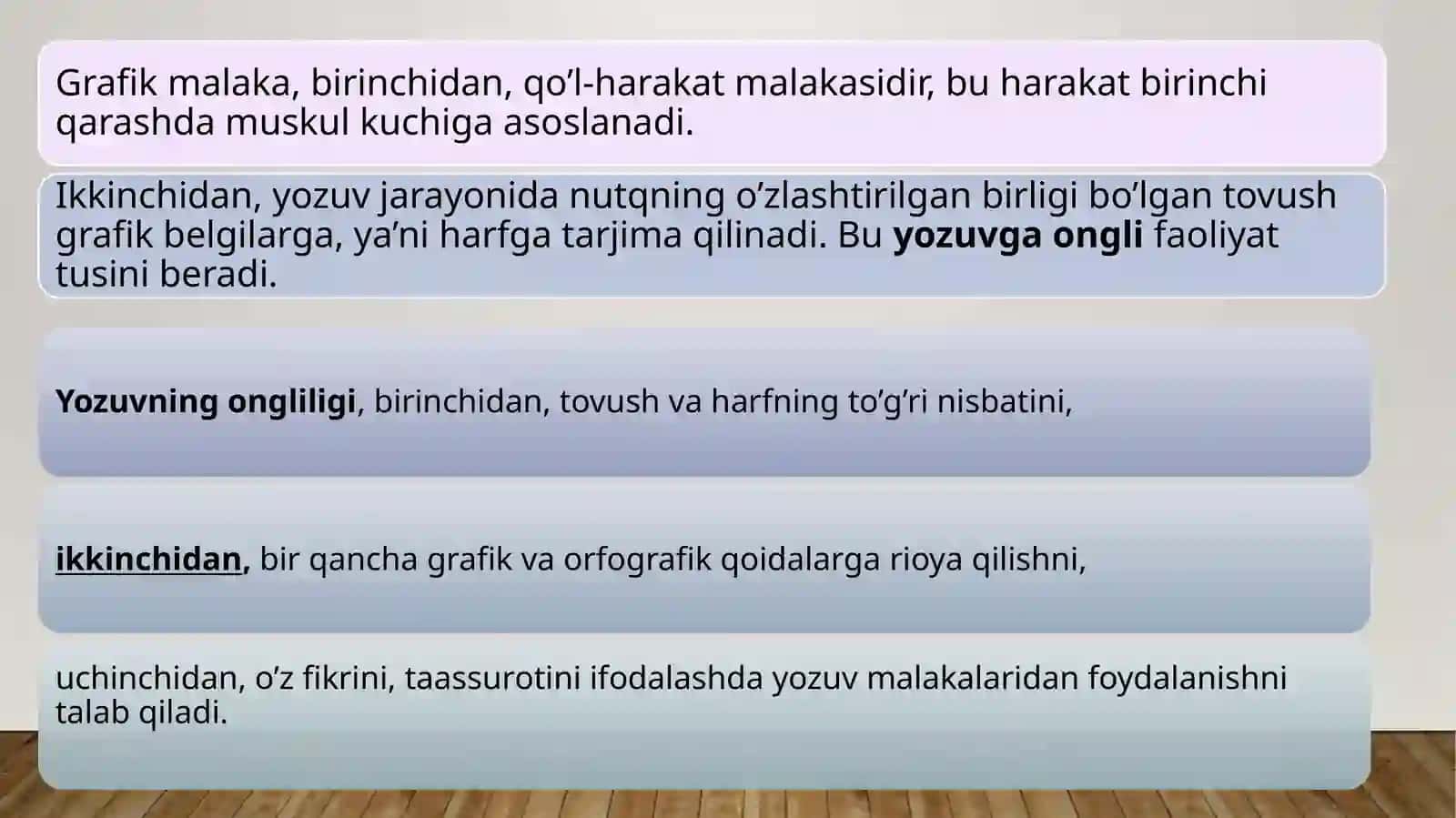 Savod o‘rgatish metodikasi. Savod o‘rgatish jarayoni bosqichlari. Savod o‘rgatish davrida boshlang‘ich yozuvga o‘rgatish 4