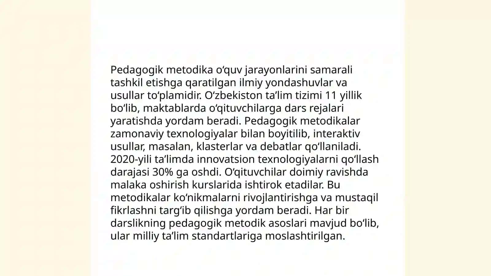 O'QITUVCHI SHAXSIGA QO'YILGAN TALABLAR SHERALIYEVA MUKAMMALXON 4