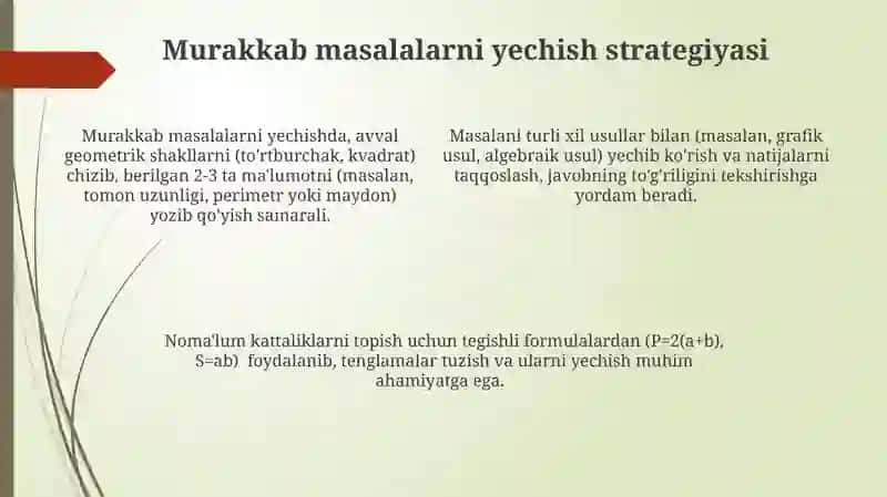 Perimetrni hisoblash formulalari va misollar 4