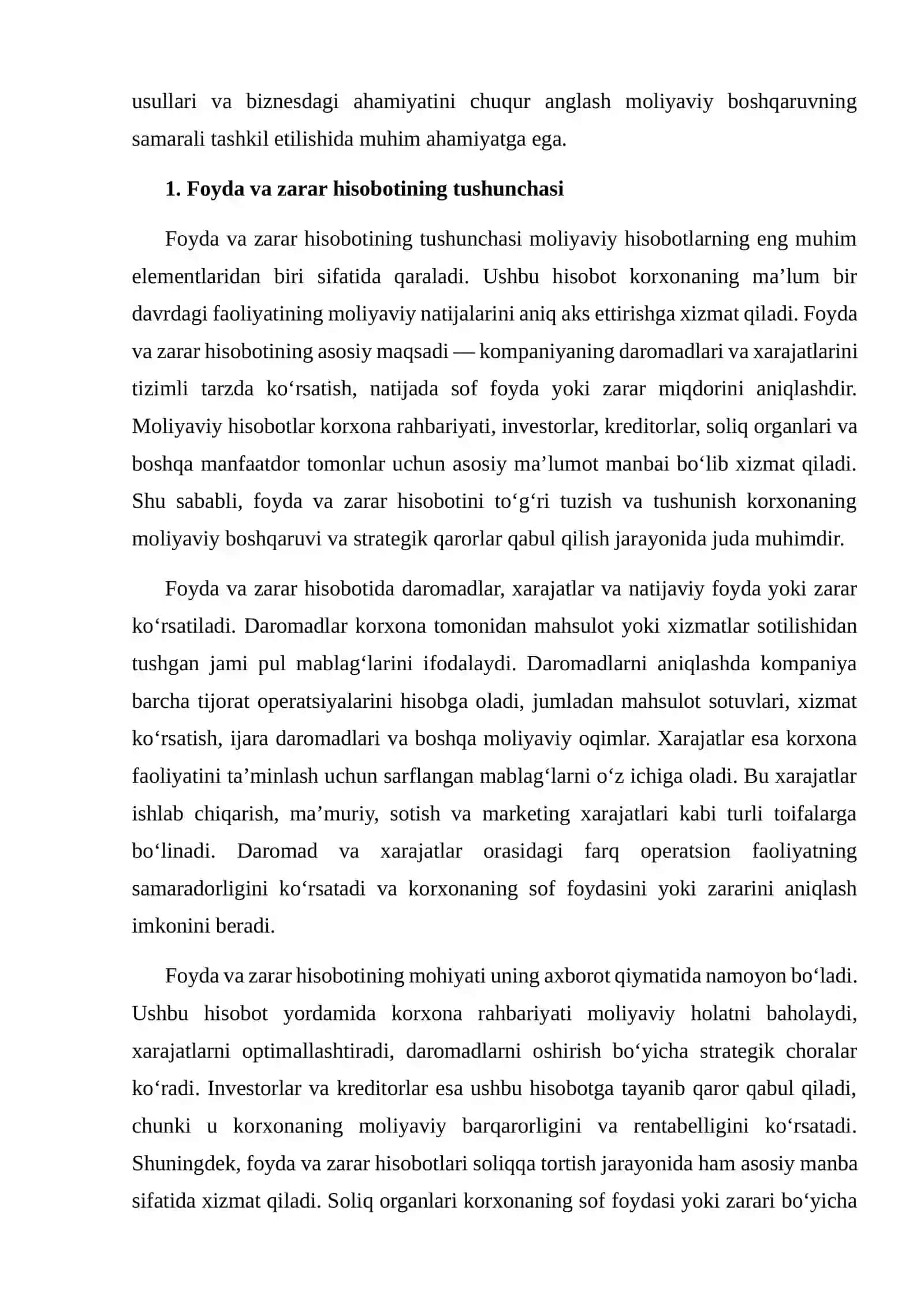 Moliyaviy natijalar: Foyda va zarar hisobotining mohiyati 4