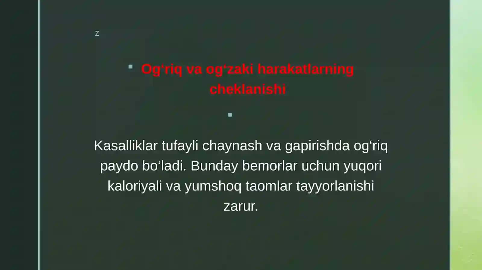 Jag‘-yuz sohasi kasalliklari va oziqlanish muammosi 4