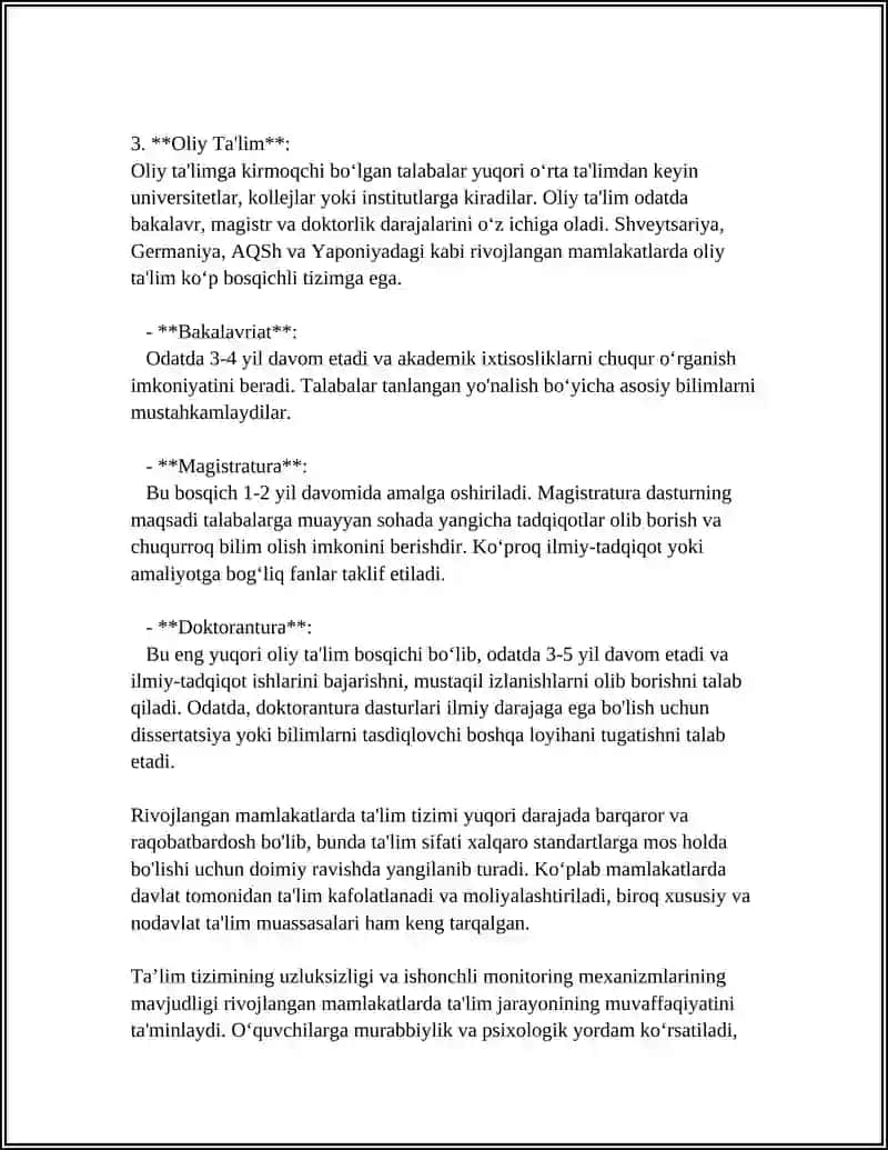 Rivojlangan Mamlakatlarda Ta'lim Tizimi 4